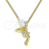 Collares con Dije 04.156.0459.20 Oro Laminado, Diseño de Angel, con Blanca Zirconia Cubica and Blanca Micro Pave, Pulido, Tono Dorado (02 MM Thickness, 20 Inches Length)
