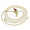 Collares con Dije 04.156.0459.2.20 Oro Laminado, Diseño de Angel, con Granate Zirconia Cubica and Blanca Micro Pave, Pulido, Tono Dorado (02 MM Thickness, 20 Inches Length)