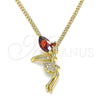Collares con Dije 04.156.0459.2.20 Oro Laminado, Diseño de Angel, con Granate Zirconia Cubica and Blanca Micro Pave, Pulido, Tono Dorado (02 MM Thickness, 20 Inches Length)