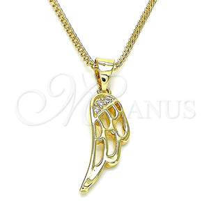 Collares con Dije 04.156.0460.20 Oro Laminado, con Blanca Micro Pave, Pulido, Tono Dorado (02 MM Thickness, 20 Inches Length)