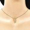 Juego de Arete y Dije de Adulto 10.156.0407 Oro Laminado, Diseño de Angel, con Blanca Micro Pave, Pulido, Tono Dorado