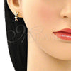 Juego de Arete y Dije de Adulto 10.156.0407 Oro Laminado, Diseño de Angel, con Blanca Micro Pave, Pulido, Tono Dorado