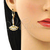 Arete Largo 02.387.0039 Oro Laminado, con Blanca Zirconia Cubica, Pulido, Tono Dorado