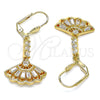 Arete Largo 02.387.0039 Oro Laminado, con Blanca Zirconia Cubica, Pulido, Tono Dorado