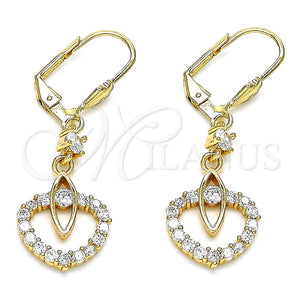 Arete Largo 02.387.0041 Oro Laminado, con Blanca Zirconia Cubica, Pulido, Tono Dorado