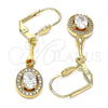 Arete Largo 02.387.0045 Oro Laminado, con Blanca Zirconia Cubica, Pulido, Tono Dorado