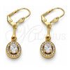 Arete Largo 02.387.0045 Oro Laminado, con Blanca Zirconia Cubica, Pulido, Tono Dorado