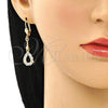 Arete Largo 02.387.0047 Oro Laminado, Diseño de Gota, con Blanca Zirconia Cubica, Pulido, Tono Dorado