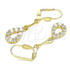 Arete Largo 02.387.0047 Oro Laminado, Diseño de Gota, con Blanca Zirconia Cubica, Pulido, Tono Dorado