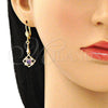 Arete Largo 02.387.0048.1 Oro Laminado, Diseño de Baguette, con Amatista and Blanca Zirconia Cubica, Pulido, Tono Dorado