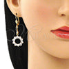 Arete Largo 02.387.0054 Oro Laminado, con Blanca Zirconia Cubica, Pulido, Tono Dorado
