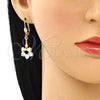 Arete Largo 02.387.0065 Oro Laminado, Diseño de Arco, con Blanca Zirconia Cubica, Pulido, Tono Dorado