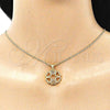 Juego de Arete y Dije de Adulto 10.156.0204.2 Oro Laminado, Diseño de Corazón, con Granate Micro Pave, Pulido, Tono Dorado
