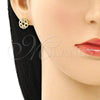 Juego de Arete y Dije de Adulto 10.156.0204.2 Oro Laminado, Diseño de Corazón, con Granate Micro Pave, Pulido, Tono Dorado
