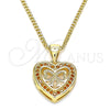Collares con Dije 04.156.0462.1.20 Oro Laminado, Diseño de Corazón y Arco, con Granate Micro Pave, Pulido, Tono Dorado (02 MM Thickness, 20 Inches Length)