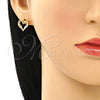 Arete Dormilona 02.156.0486.2 Oro Laminado, Diseño de Corazón, con Granate Micro Pave, Pulido, Tono Dorado