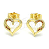 Arete Dormilona 02.156.0486.2 Oro Laminado, Diseño de Corazón, con Granate Micro Pave, Pulido, Tono Dorado