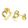 Arete Dormilona 02.156.0486.2 Oro Laminado, Diseño de Corazón, con Granate Micro Pave, Pulido, Tono Dorado