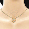 Collares con Dije 04.156.0351.2.20 Oro Laminado, Diseño de Corazón, con Granate Micro Pave, Pulido, Tono Dorado (02 MM Thickness, 20 Inches Length)
