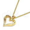 Collares con Dije 04.156.0351.2.20 Oro Laminado, Diseño de Corazón, con Granate Micro Pave, Pulido, Tono Dorado (02 MM Thickness, 20 Inches Length)