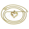 Collares con Dije 04.156.0351.2.20 Oro Laminado, Diseño de Corazón, con Granate Micro Pave, Pulido, Tono Dorado (02 MM Thickness, 20 Inches Length)