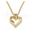 Collares con Dije 04.156.0351.2.20 Oro Laminado, Diseño de Corazón, con Micro Pave Granate, Pulido, Tono Dorado (Grosor 02 MM, 20 Pulgadas de Largo)