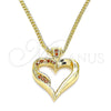Collares con Dije 04.156.0351.2.20 Oro Laminado, Diseño de Corazón, con Granate Micro Pave, Pulido, Tono Dorado (02 MM Thickness, 20 Inches Length)