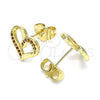 Arete Dormilona 02.156.0621.1 Oro Laminado, Diseño de Corazón, con Granate Micro Pave, Pulido, Tono Dorado