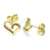 Arete Dormilona 02.156.0621.1 Oro Laminado, Diseño de Corazón, con Granate Micro Pave, Pulido, Tono Dorado