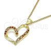 Collares con Dije 04.156.0030.2.20 Oro Laminado, Diseño de Corazón, con Blanca Micro Pave, Pulido, Tono Dorado (02 MM Thickness, 20 Inches Length)