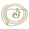 Collares con Dije 04.156.0030.2.20 Oro Laminado, Diseño de Corazón, con Blanca Micro Pave, Pulido, Tono Dorado (02 MM Thickness, 20 Inches Length)