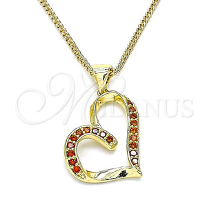 Collares con Dije 04.156.0030.2.20 Oro Laminado, Diseño de Corazón, con Blanca Micro Pave, Pulido, Tono Dorado (02 MM Thickness, 20 Inches Length)