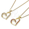 Collares con Dije 04.156.0030.2.20 Oro Laminado, Diseño de Corazón, con Blanca Micro Pave, Pulido, Tono Dorado (02 MM Thickness, 20 Inches Length)