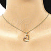 Juego de Arete y Dije de Adulto 10.156.0409.1 Oro Laminado, Diseño de Corazón, con Granate Micro Pave, Pulido, Tono Dorado