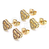 Arete Dormilona 02.156.0622.1 Oro Laminado, Diseño de Corazón, con Granate Micro Pave, Pulido, Tono Dorado