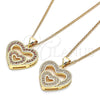 Collares con Dije 04.156.0031.2.20 Oro Laminado, Diseño de Corazón, con Granate Micro Pave, Pulido, Tono Dorado (02 MM Thickness, 20 Inches Length)