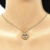 Juego de Arete y Dije de Adulto 10.156.0410.1 Oro Laminado, Diseño de Corazón, con Granate Micro Pave, Pulido, Tono Dorado