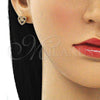 Juego de Arete y Dije de Adulto 10.156.0410.1 Oro Laminado, Diseño de Corazón, con Granate Micro Pave, Pulido, Tono Dorado