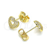 Arete Dormilona 02.156.0623 Oro Laminado, Diseño de Corazón, con Blanca Micro Pave, Pulido, Tono Dorado