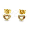 Arete Dormilona 02.156.0623.1 Oro Laminado, Diseño de Corazón, con Granate Micro Pave, Pulido, Tono Dorado