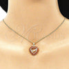 Collares con Dije 04.156.0047.2.20 Oro Laminado, Diseño de Corazón y Amor, con Granate Micro Pave, Pulido, Tono Dorado (02 MM Thickness, 20 Inches Length)