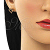 Arete Dormilona 02.156.0499.2 Oro Laminado, Diseño de Corazón, con Granate Micro Pave, Pulido, Tono Dorado