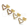 Arete Dormilona 02.156.0499.2 Oro Laminado, Diseño de Corazón, con Granate Micro Pave, Pulido, Tono Dorado