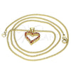 Collares con Dije 04.156.0049.2.20 Oro Laminado, Diseño de Corazón, con Granate Micro Pave, Pulido, Tono Dorado (02 MM Thickness, 20 Inches Length)