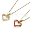 Collares con Dije 04.156.0049.2.20 Oro Laminado, Diseño de Corazón, con Granate Micro Pave, Pulido, Tono Dorado (02 MM Thickness, 20 Inches Length)