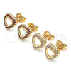 Arete Dormilona 02.156.0625.1 Oro Laminado, Diseño de Corazón, con Granate Micro Pave, Pulido, Tono Dorado