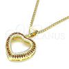 Collares con Dije 04.156.0060.2.20 Oro Laminado, Diseño de Corazón, con Granate Micro Pave, Pulido, Tono Dorado (02 MM Thickness, 20 Inches Length)