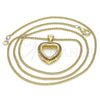 Collares con Dije 04.156.0060.2.20 Oro Laminado, Diseño de Corazón, con Granate Micro Pave, Pulido, Tono Dorado (02 MM Thickness, 20 Inches Length)