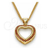 Collares con Dije 04.156.0060.2.20 Oro Laminado, Diseño de Corazón, con Granate Micro Pave, Pulido, Tono Dorado (02 MM Thickness, 20 Inches Length)