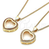 Collares con Dije 04.156.0060.2.20 Oro Laminado, Diseño de Corazón, con Granate Micro Pave, Pulido, Tono Dorado (02 MM Thickness, 20 Inches Length)